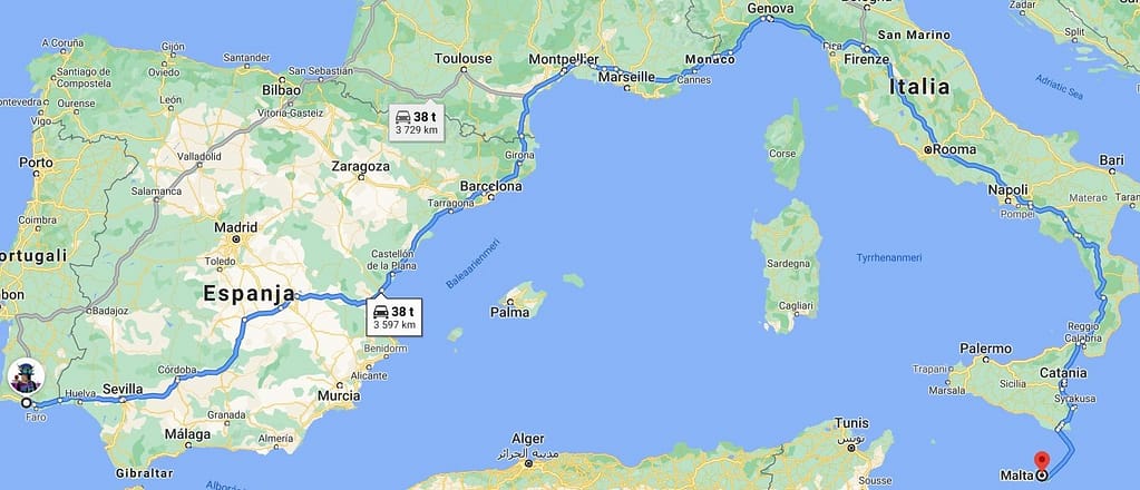 Road Trip 3597 - suunnitelma