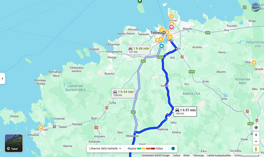 Autolla Euroopassa - Via Baltica - Tallinnan reitti