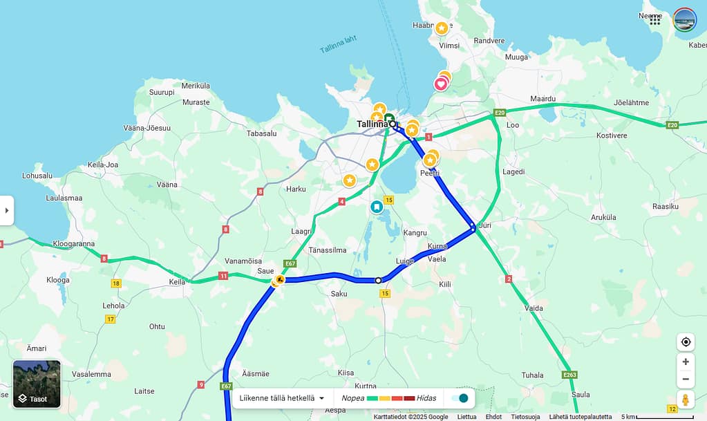 Autolla Euroopassa - Via Baltica - Tallinnan reitti