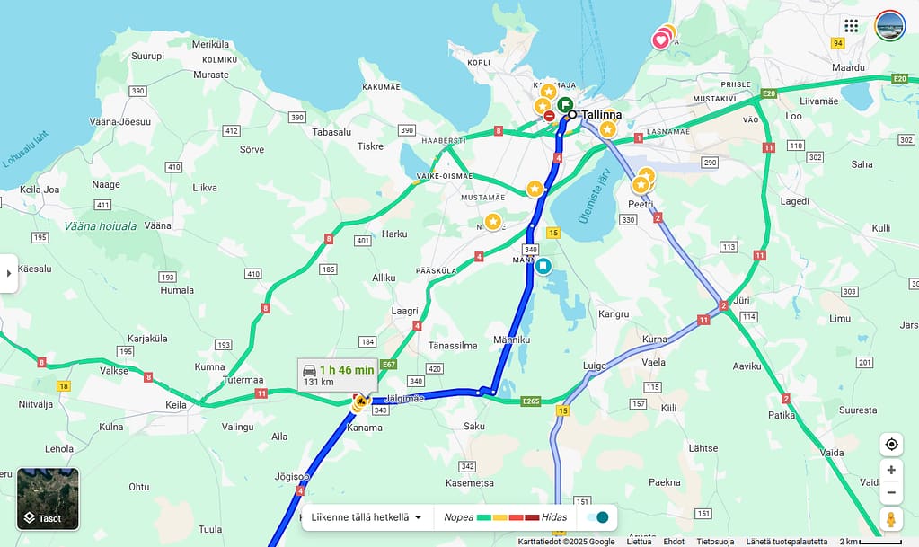 Autolla Euroopassa - Via Baltica - Tallinnan reitti