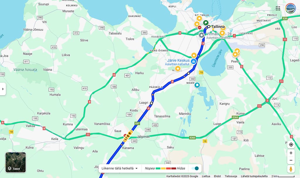 Autolla Euroopassa - Via Baltica - Tallinnan reitti